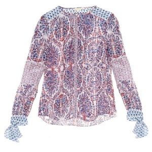 Rebecca Taylor 100% Silk Top semi sheer, Flawless, 10